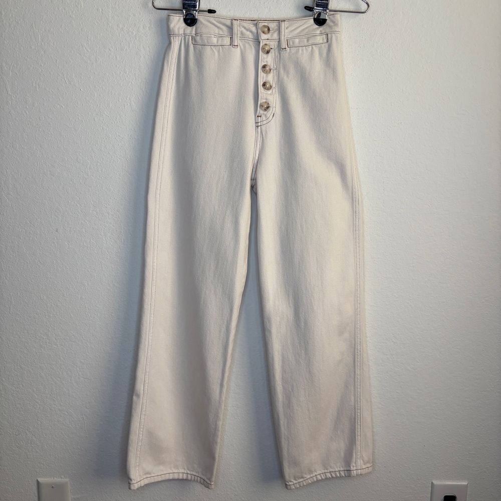 Reformation Lexi Jeans High Rise Wide Leg Ivory Size 24 - Picture 2 of 8